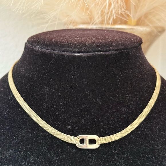 CHRISTIAN DIOR CD Logo Gold Tone Necklace - Picture 5 of 11